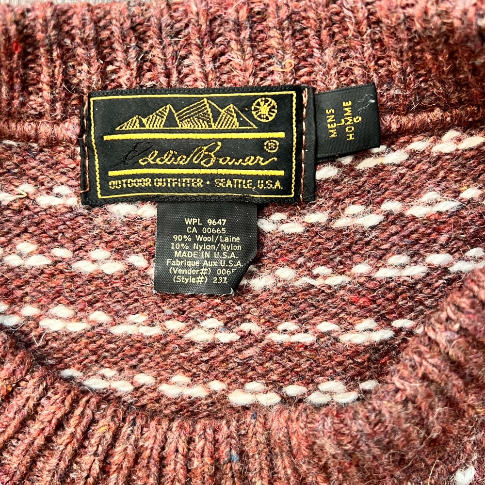 Mens Wool Eddie Bauer Sweater Size L - Picture 2 of 2